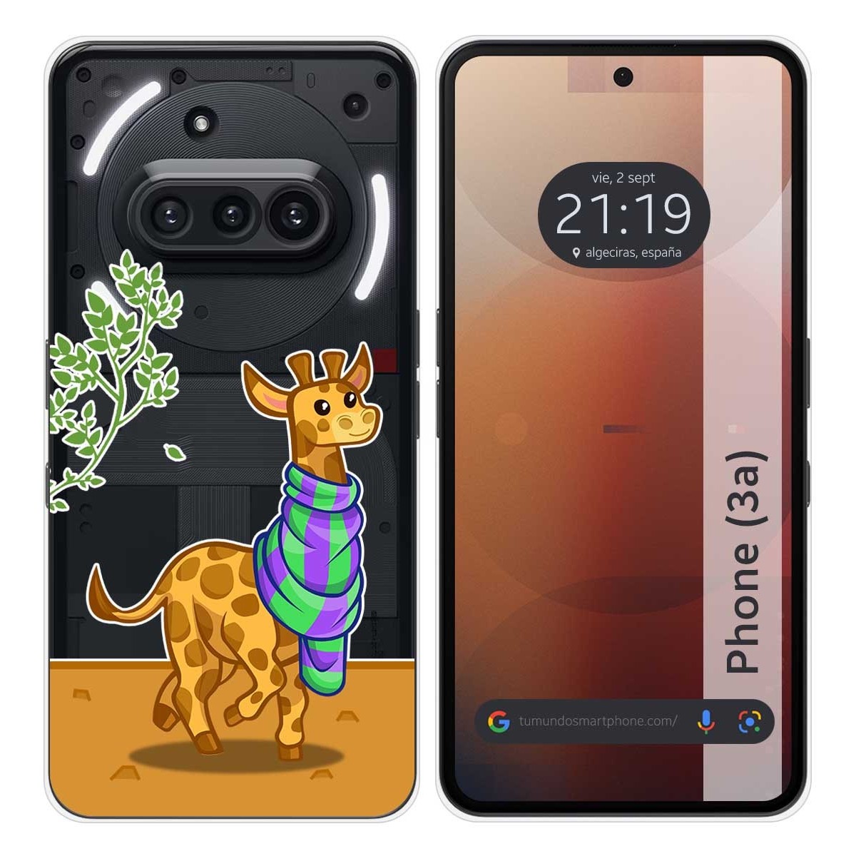 Funda Silicona Transparente para Nothing Phone 3a 5G diseño Jirafa Dibujos