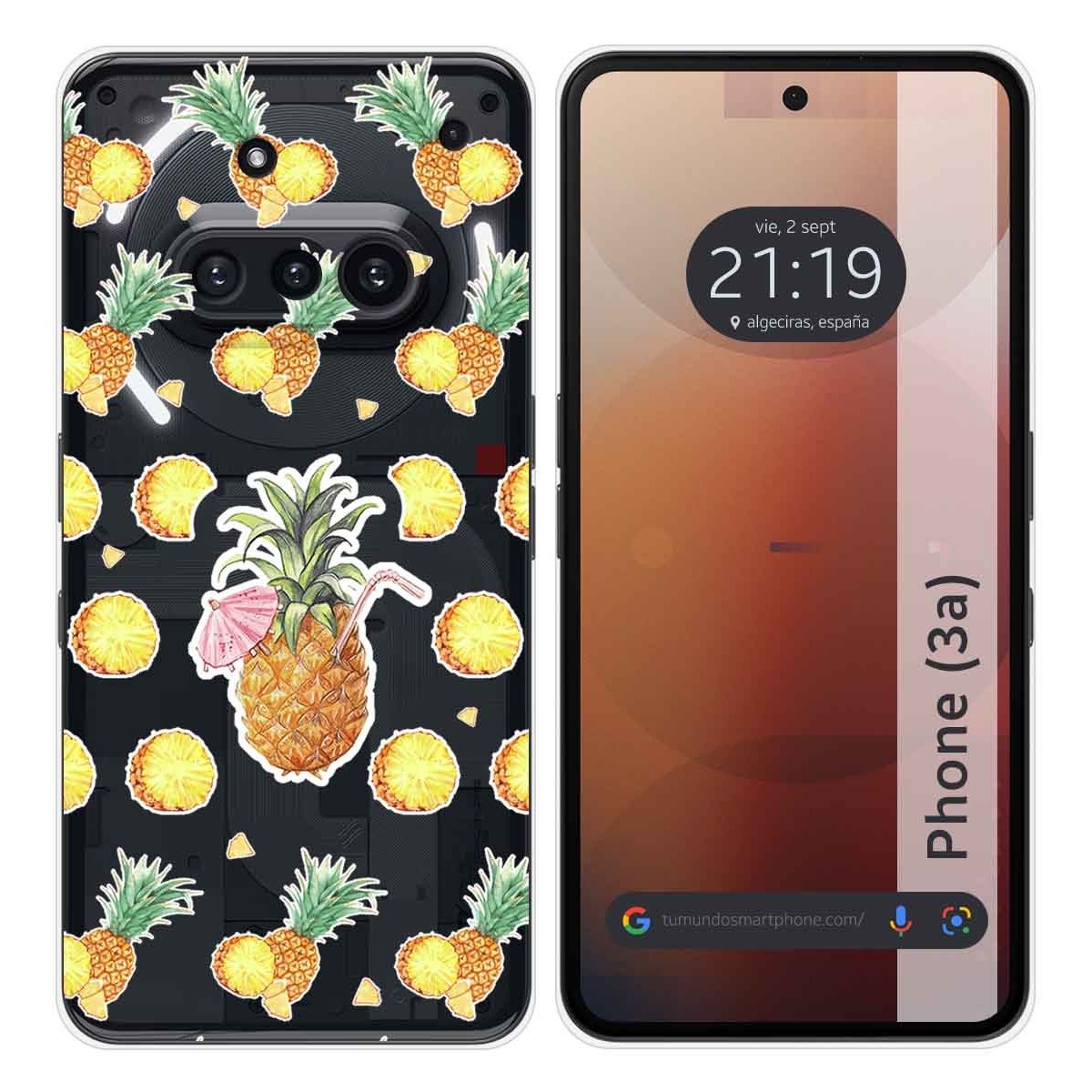 Funda Silicona Transparente para Nothing Phone 3a 5G diseño Piña Dibujos