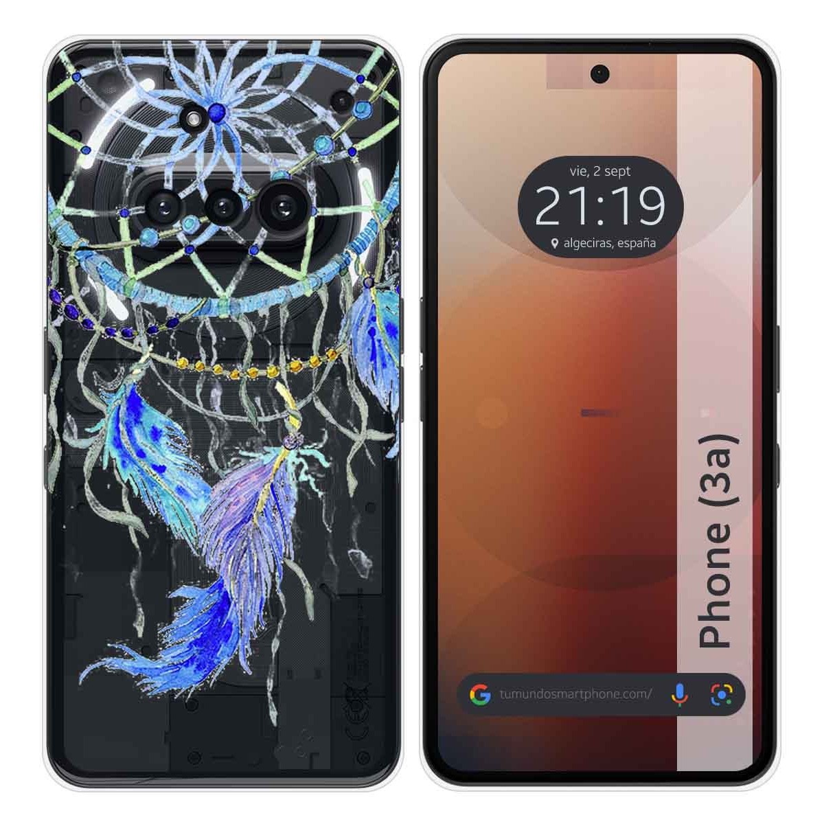 Funda Silicona Transparente para Nothing Phone 3a 5G diseño Plumas Dibujos