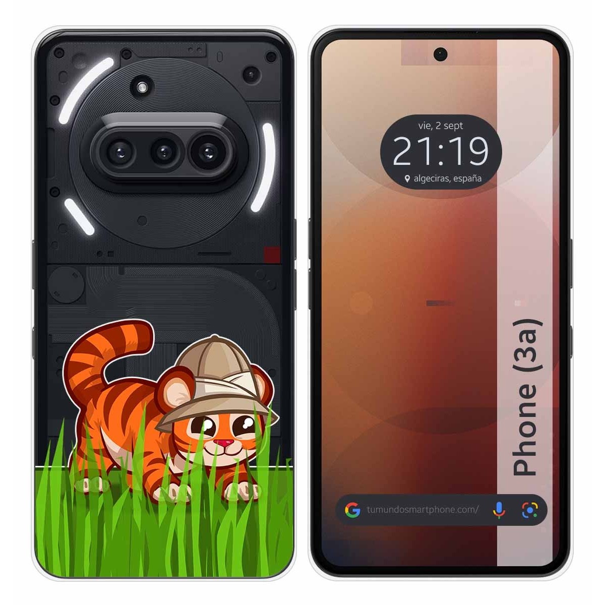 Funda Silicona Transparente para Nothing Phone 3a 5G diseño Tigre Dibujos