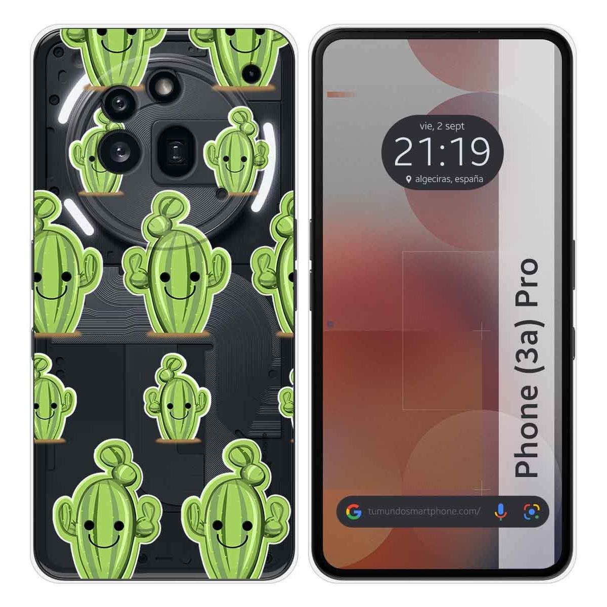 Funda Silicona Transparente para Nothing Phone 3a Pro 5G diseño Cactus Dibujos
