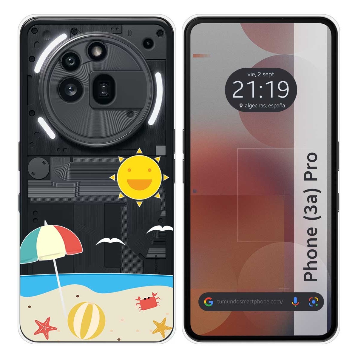 Funda Silicona Transparente para Nothing Phone 3a Pro 5G diseño Playa Dibujos