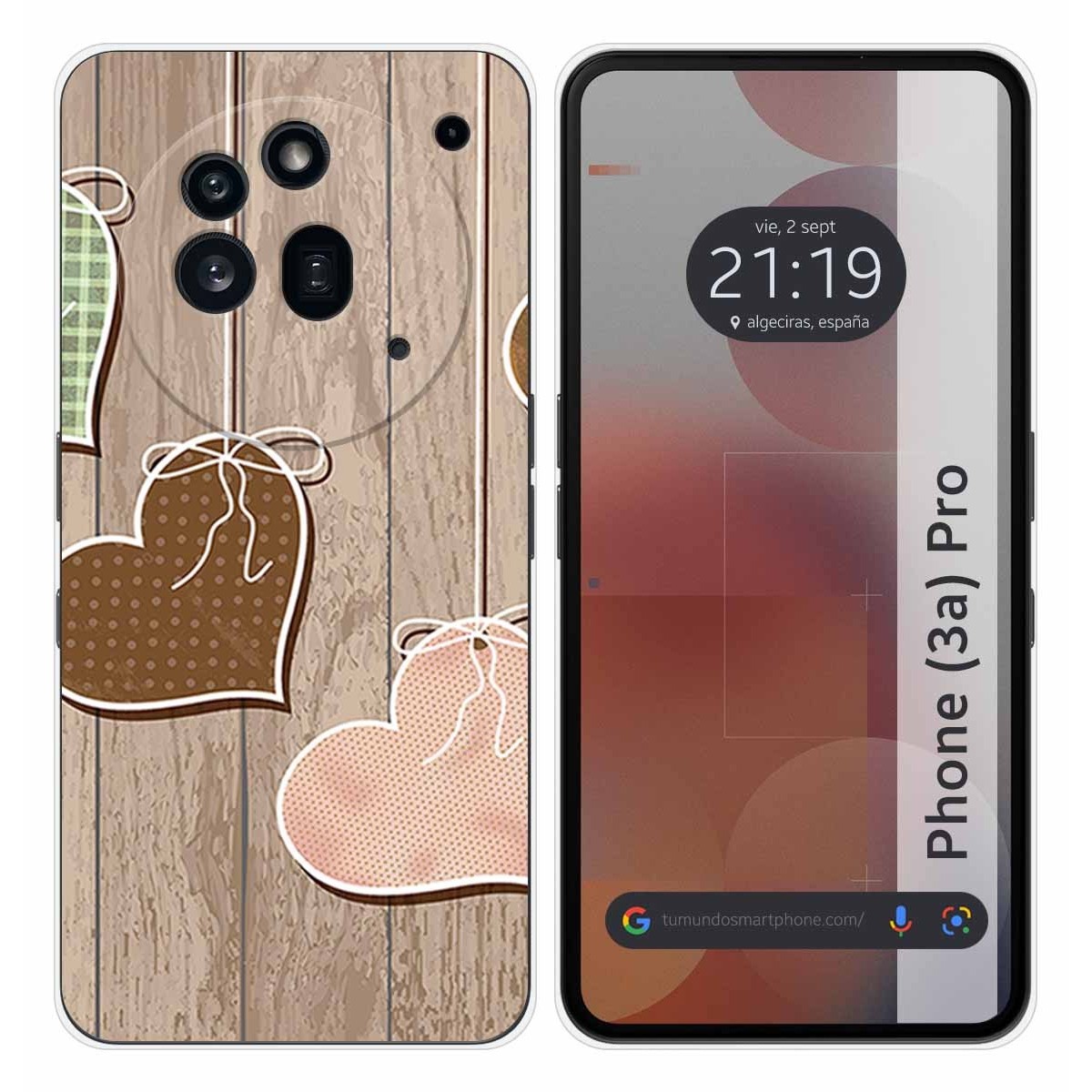 Funda Silicona para Nothing Phone 3a Pro 5G diseño Corazones Madera Dibujos