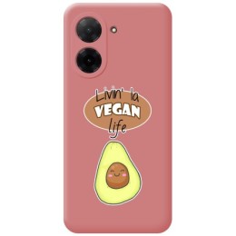 Funda Silicona Líquida Rosa para Xiaomi Redmi A5 diseño Vegan Life Dibujos