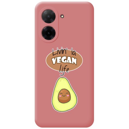 Funda Silicona Líquida Rosa para Xiaomi Redmi A5 diseño Vegan Life Dibujos