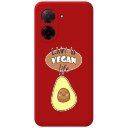 Funda Silicona Líquida Roja para Xiaomi Redmi A5 diseño Vegan Life Dibujos