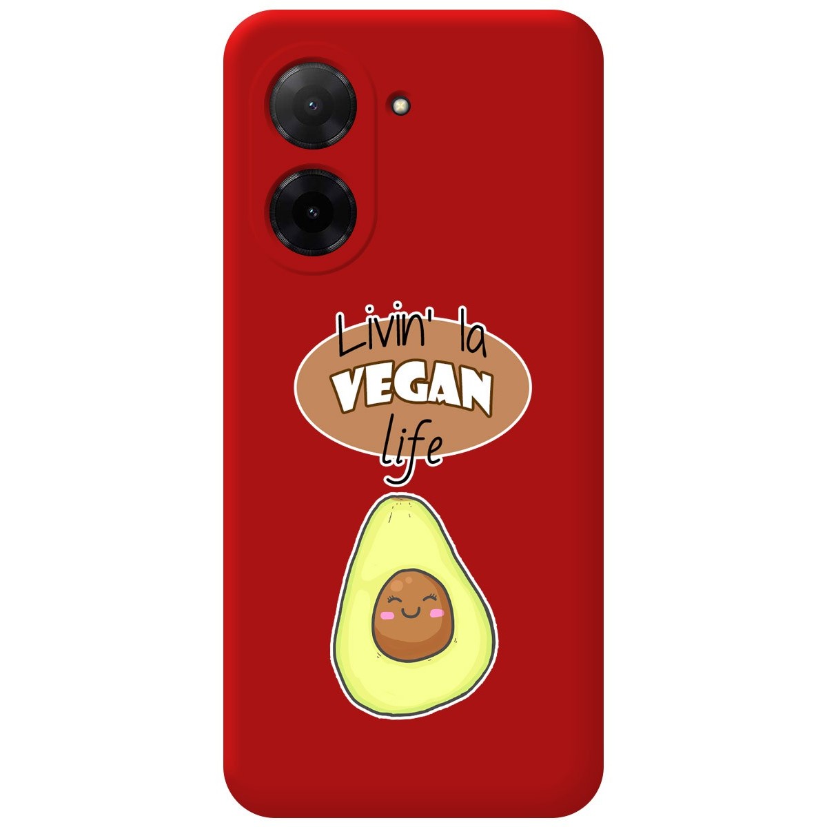 Funda Silicona Líquida Roja para Xiaomi Redmi A5 diseño Vegan Life Dibujos