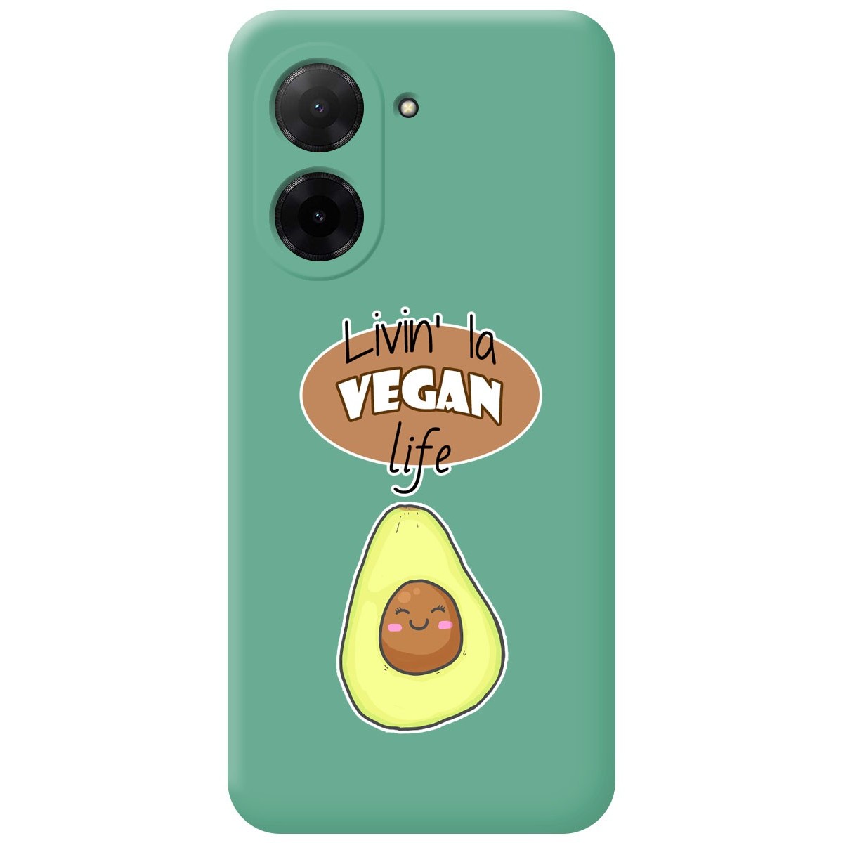 Funda Silicona Líquida Verde para Xiaomi Redmi A5 diseño Vegan Life Dibujos