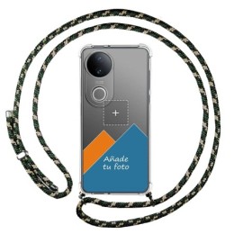 Personaliza tu Funda Colgante Transparente para Vivo V50 5G con Cordon Verde / Dorado Dibujo Personalizada