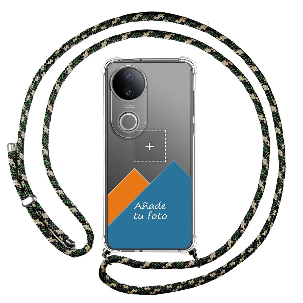 Personaliza tu Funda Colgante Transparente para Vivo V50 5G con Cordon Verde / Dorado Dibujo Personalizada