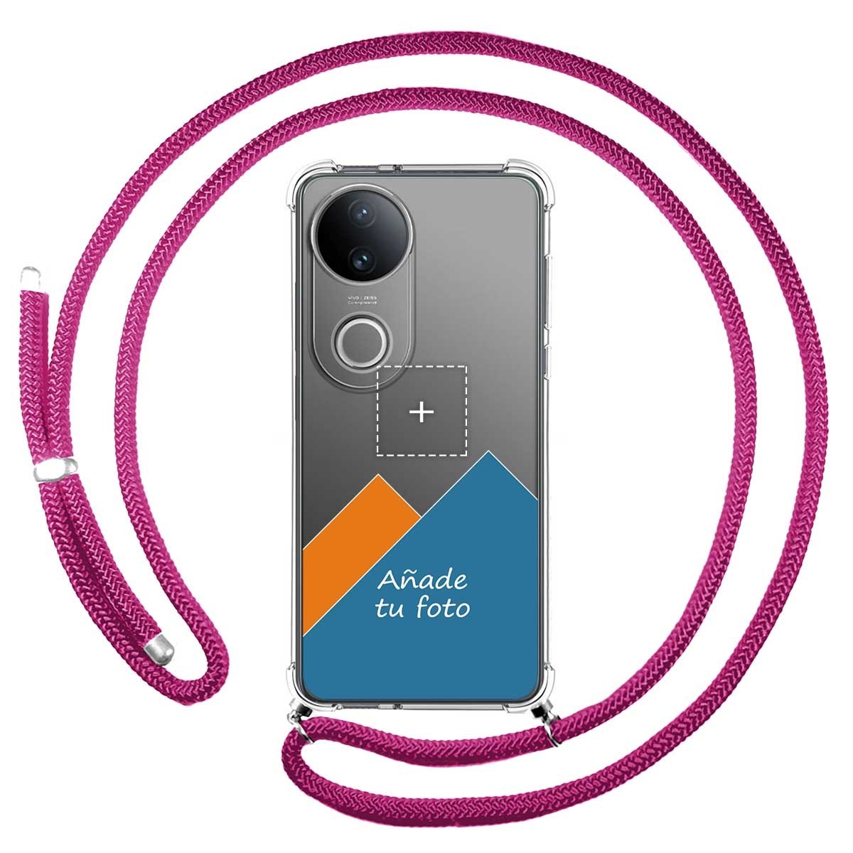 Personaliza tu Funda Colgante Transparente para Vivo V50 5G con Cordon Rosa Fucsia Dibujo Personalizada