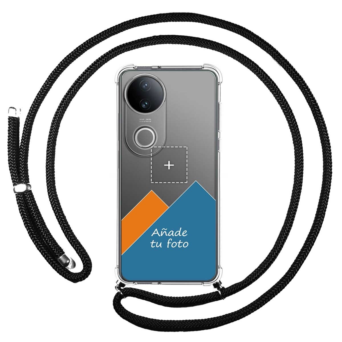 Personaliza tu Funda Colgante Transparente para Vivo V50 5G con Cordon Negro Dibujo Personalizada