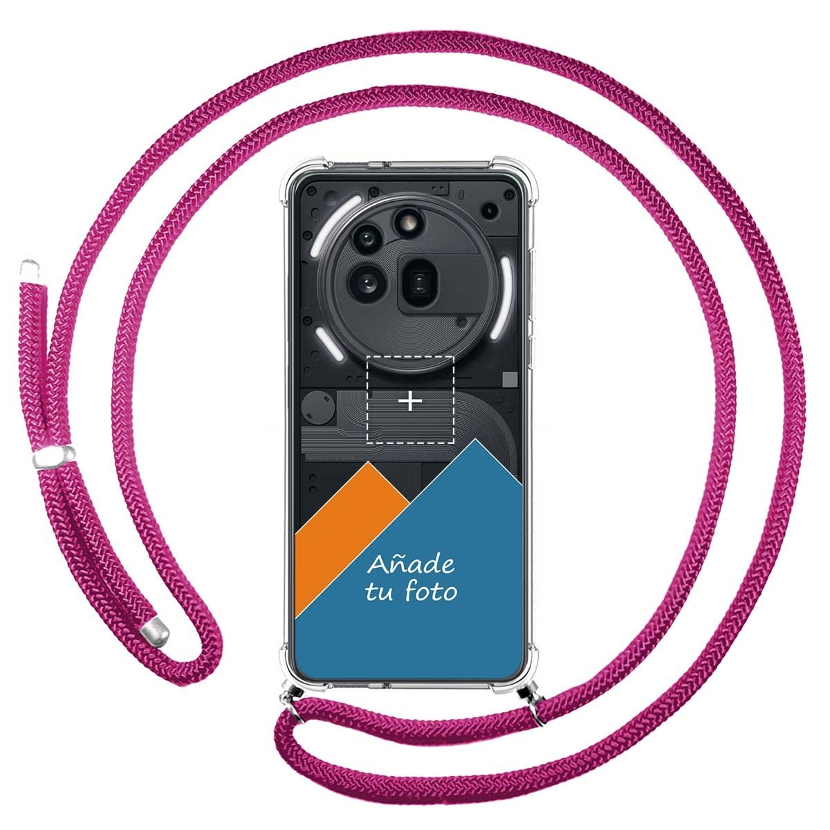 Personaliza tu Funda Colgante Transparente para Nothing Phone 3a Pro 5G con Cordon Rosa Fucsia Dibujo Personalizada