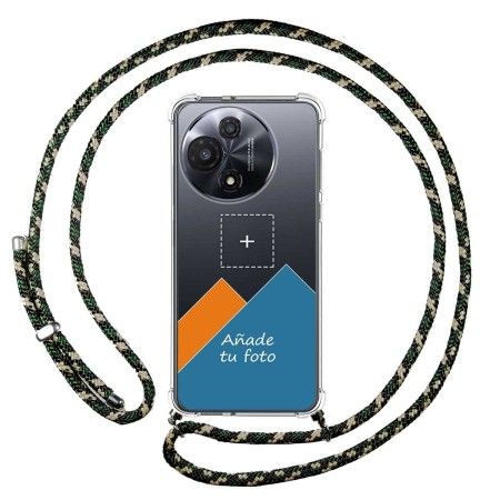 Personaliza tu Funda Colgante Transparente para TCL 60R 5G con Cordon Verde / Dorado Dibujo Personalizada