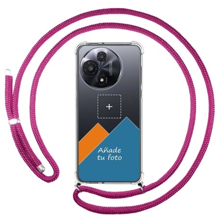 Personaliza tu Funda Colgante Transparente para TCL 60R 5G con Cordon Rosa Fucsia Dibujo Personalizada