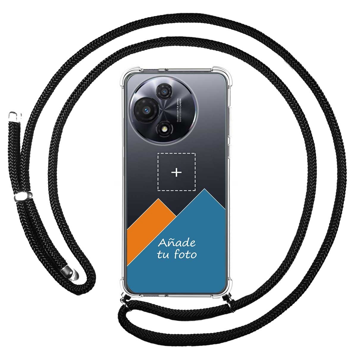 Personaliza tu Funda Colgante Transparente para TCL 60R 5G con Cordon Negro Dibujo Personalizada