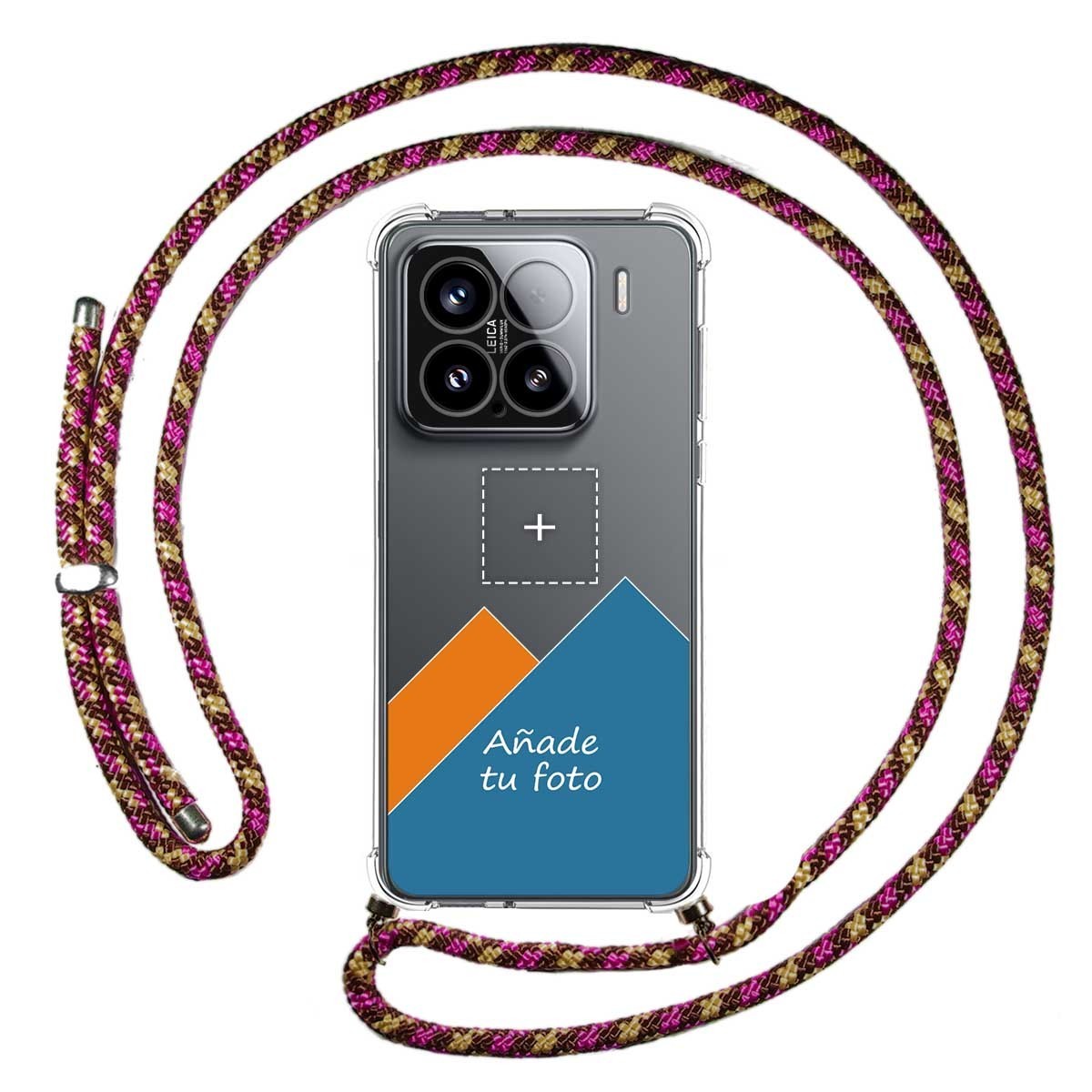 Personaliza tu Funda Colgante Transparente para Xiaomi 15 5G con Cordon Rosa / Dorado Dibujo Personalizada