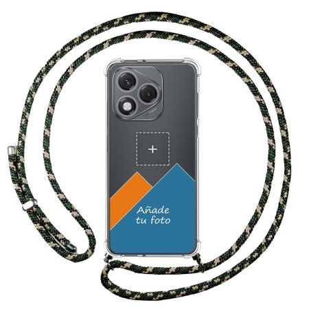 Personaliza tu Funda Colgante Transparente para Huawei Honor 400 Lite 5G con Cordon Verde / Dorado Dibujo Personalizada