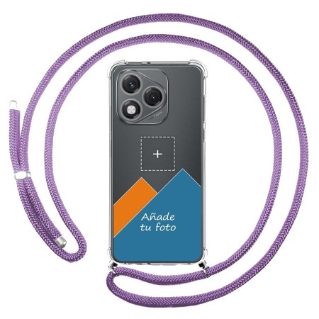 Personaliza tu Funda Colgante Transparente para Huawei Honor 400 Lite 5G con Cordon Morado Dibujo Personalizada