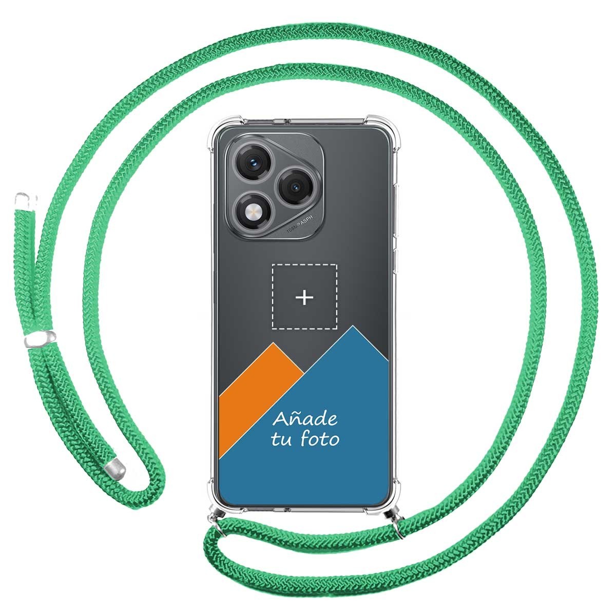 Personaliza tu Funda Colgante Transparente para Huawei Honor 400 Lite 5G con Cordon Verde Agua Dibujo Personalizada