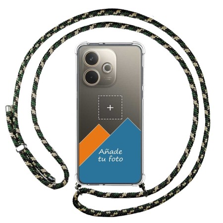 Personaliza tu Funda Colgante Transparente para Oppo A5 Pro 5G con Cordon Verde / Dorado Dibujo Personalizada