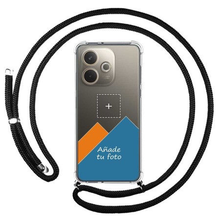 Personaliza tu Funda Colgante Transparente para Oppo A5 Pro 5G con Cordon Negro Dibujo Personalizada