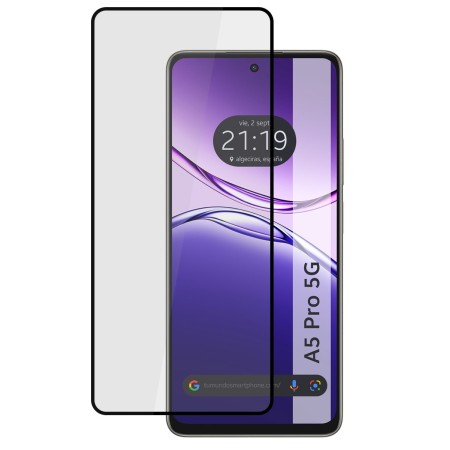 Protector Cristal Templado Completo 5D Full Glue Negro para Oppo A5 Pro 5G Vidrio