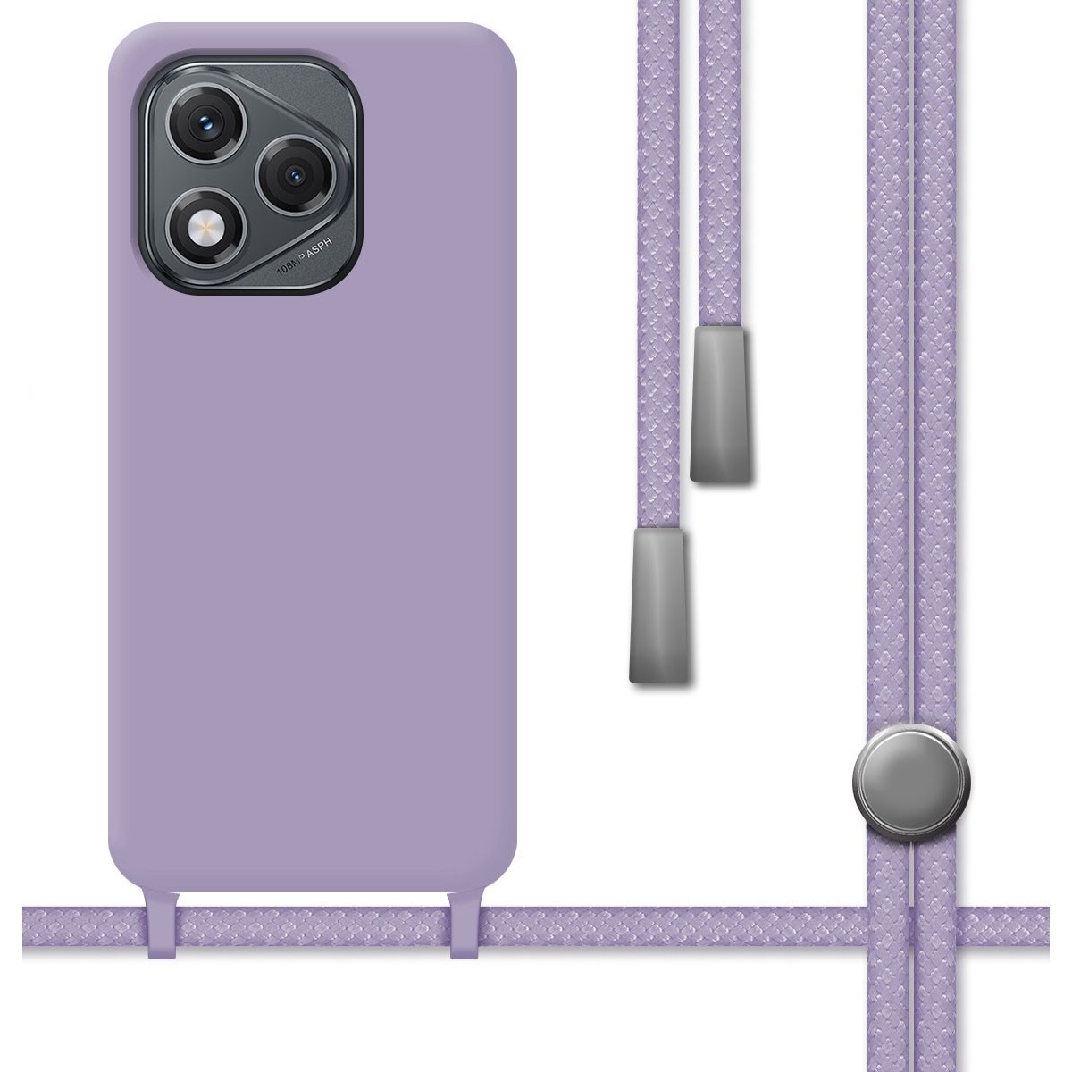 Funda Silicona Líquida con Cordón para Huawei Honor 400 Lite 5G color Morada