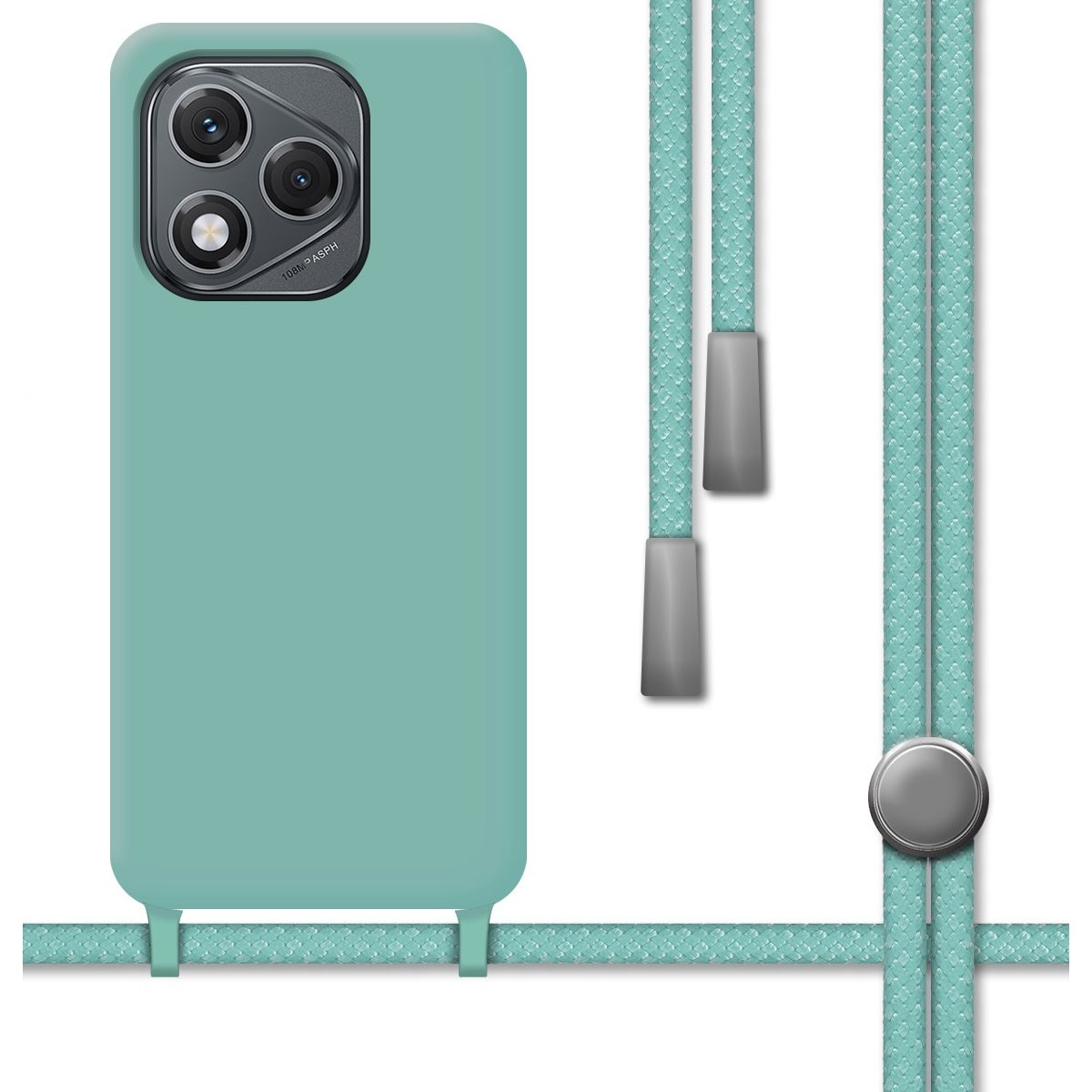 Funda Silicona Líquida con Cordón para Huawei Honor 400 Lite 5G color Verde