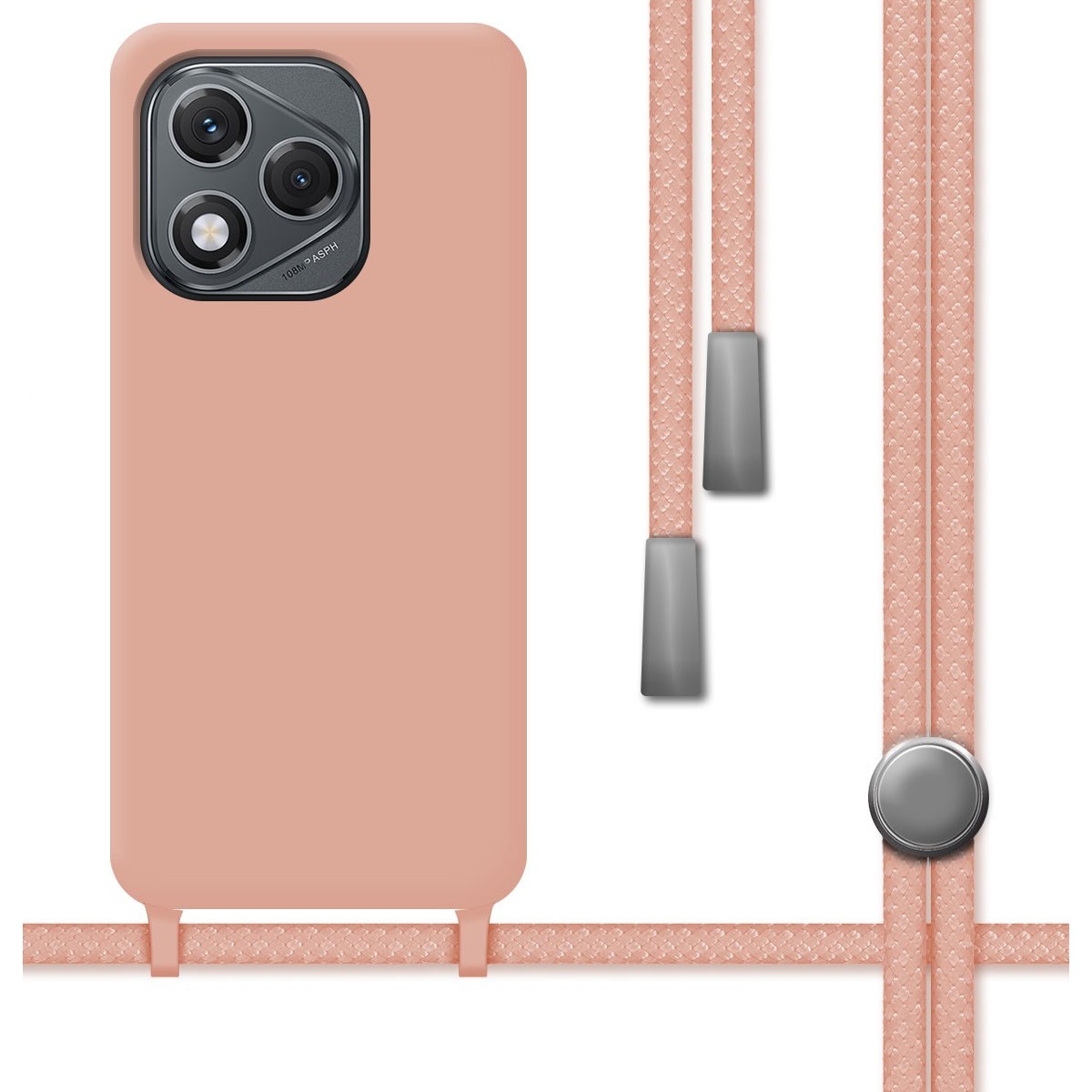 Funda Silicona Líquida con Cordón para Huawei Honor 400 Lite 5G color Rosa