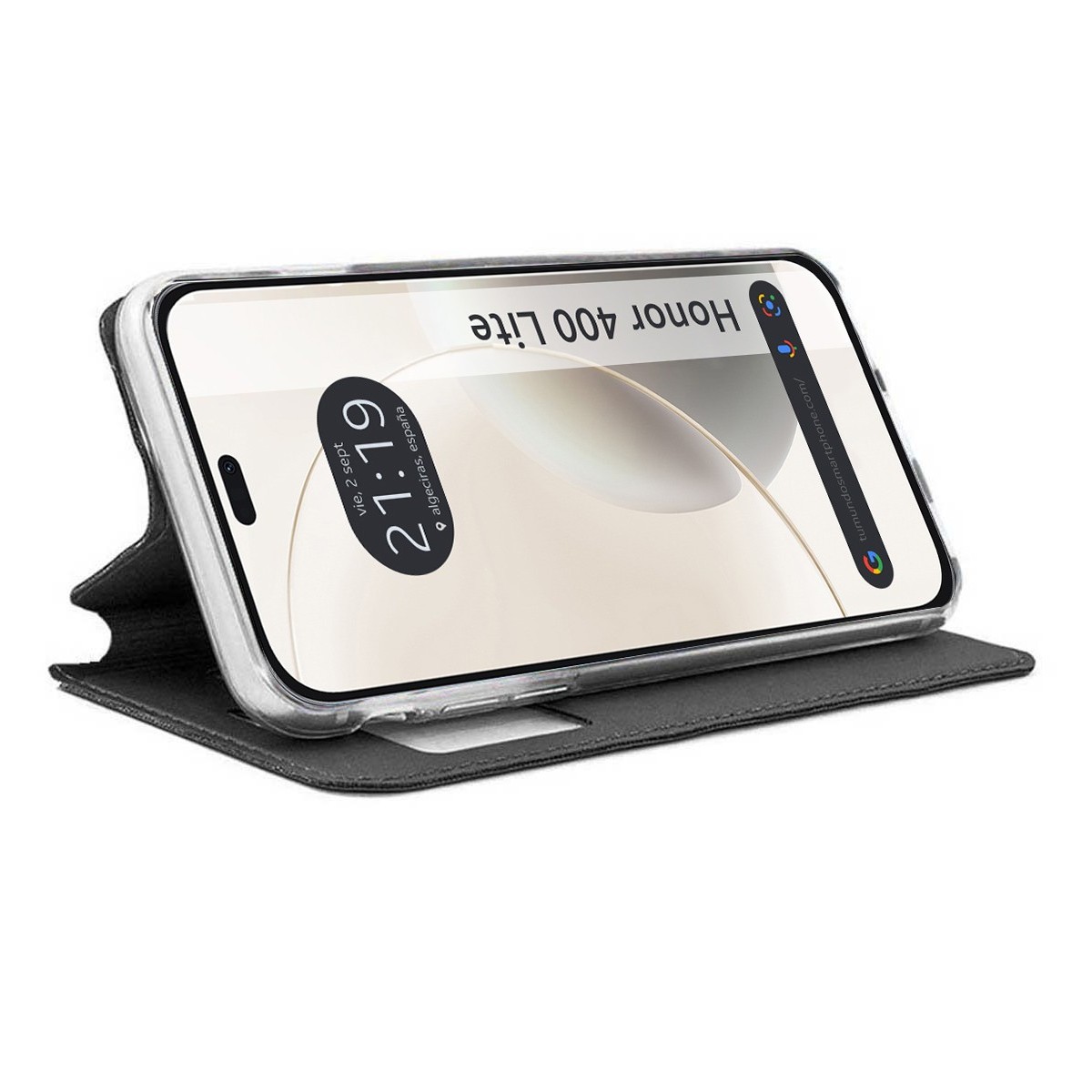 Funda Libro Soporte con Ventana para Huawei Honor 400 Lite 5G color Negra