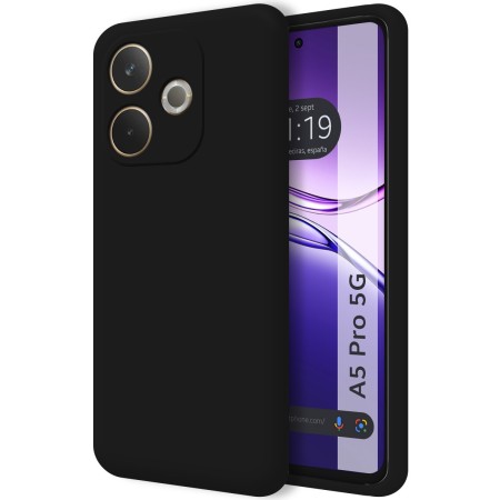 Funda Silicona Líquida Ultra Suave para Oppo A5 Pro 5G color Negra