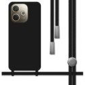 Funda Silicona Líquida con Cordón para Oppo A5 Pro 5G color Negra