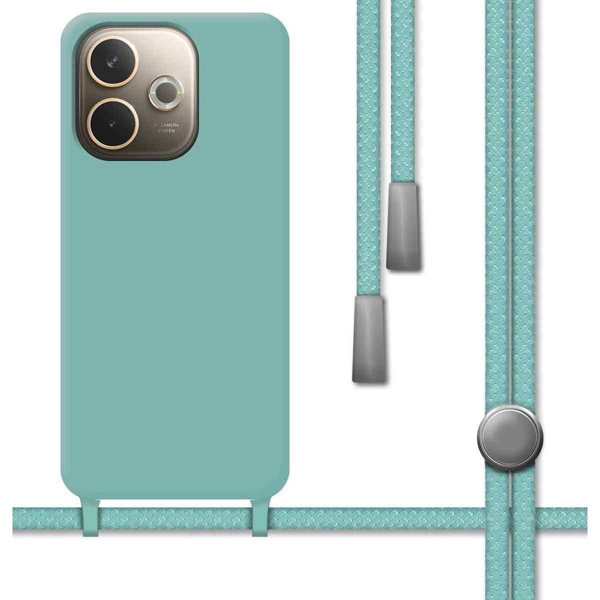 Funda Silicona Líquida con Cordón para Oppo A5 Pro 5G color Verde