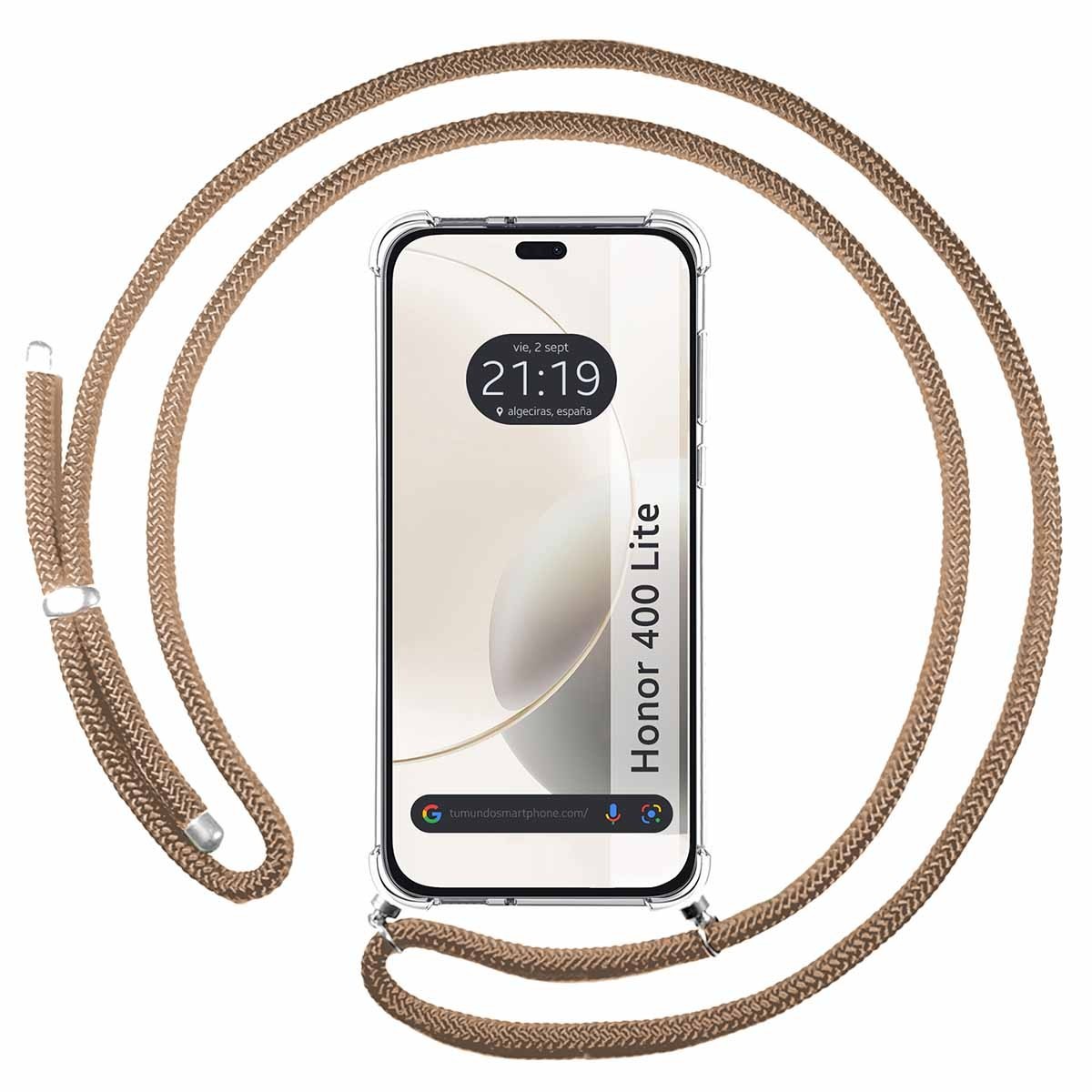 Funda Colgante Transparente para Huawei Honor 400 Lite 5G con Cordon Camel