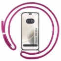 Funda Colgante Transparente para Huawei Honor 400 Lite 5G con Cordon Rosa Fucsia