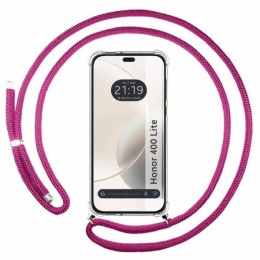 Funda Colgante Transparente para Huawei Honor 400 Lite 5G con Cordon Rosa Fucsia