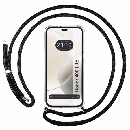 Funda Colgante Transparente para Huawei Honor 400 Lite 5G con Cordon Negro