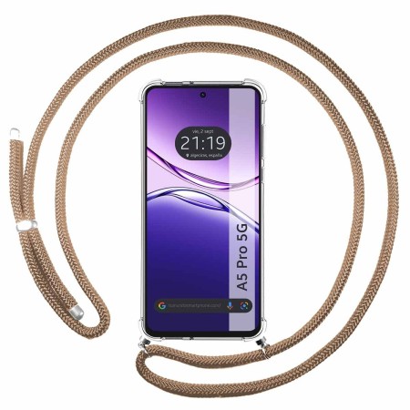 Funda Colgante Transparente para Oppo A5 Pro 5G con Cordon Camel