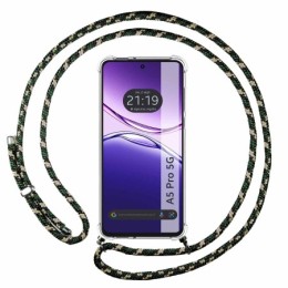 Funda Colgante Transparente para Oppo A5 Pro 5G con Cordon Verde / Dorado