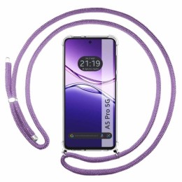 Funda Colgante Transparente para Oppo A5 Pro 5G con Cordon Morado