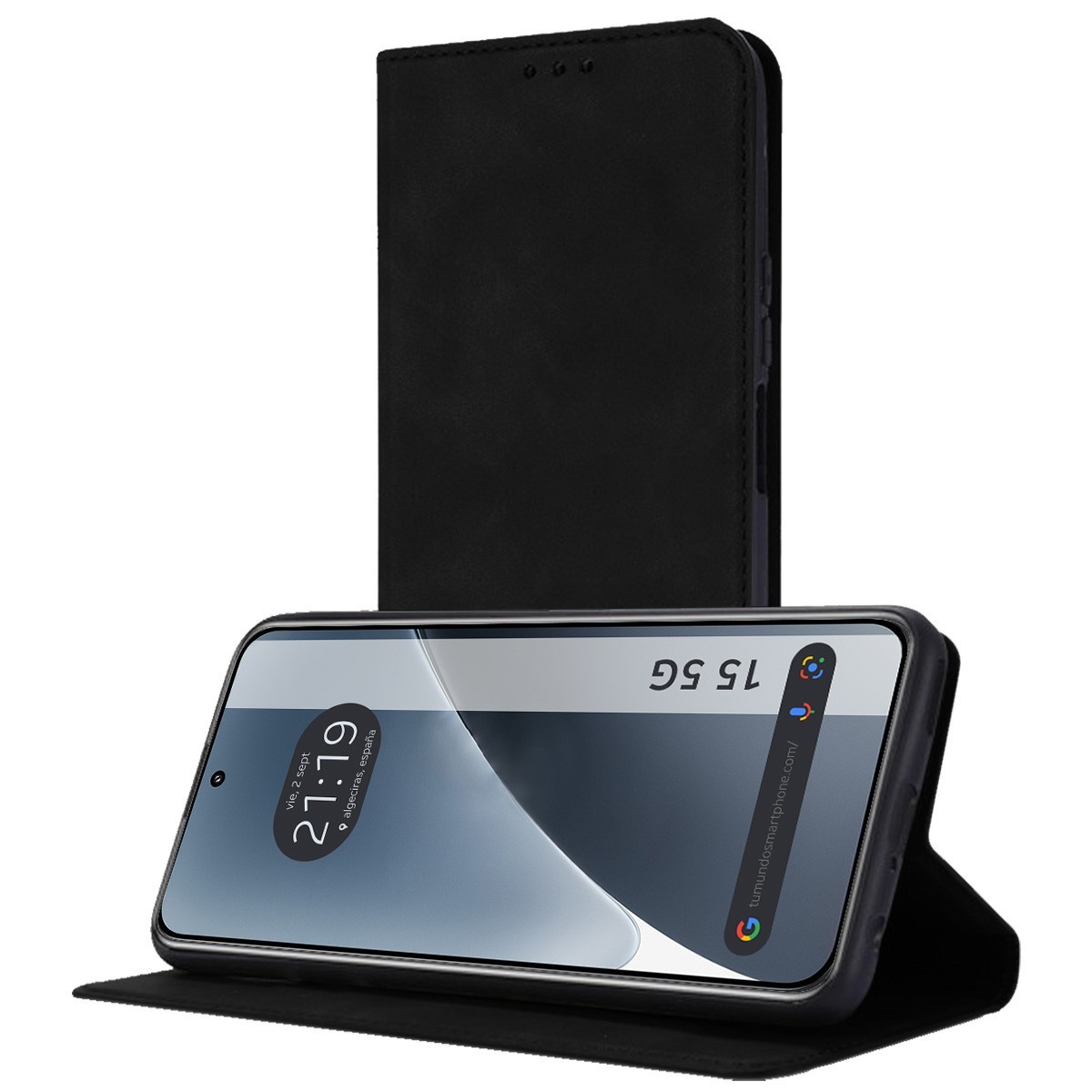 Funda Libro de Polipiel con tarjetero para Xiaomi 15 5G color Negra