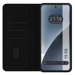Funda Libro de Polipiel con tarjetero para Xiaomi 15 5G color Negra 2