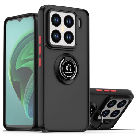 Funda Mate con Borde Negro y Anillo Giratorio 360 para Xiaomi 15 5G