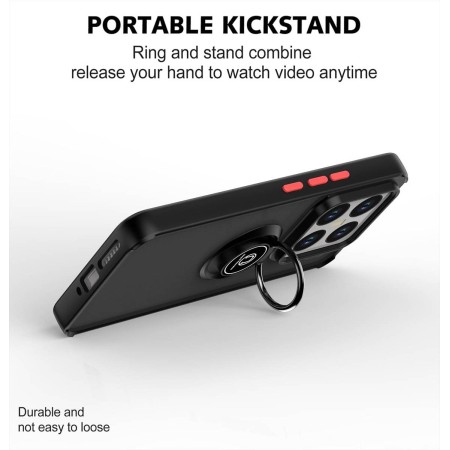 Funda Mate con Borde Negro y Anillo Giratorio 360 para Xiaomi 15 5G