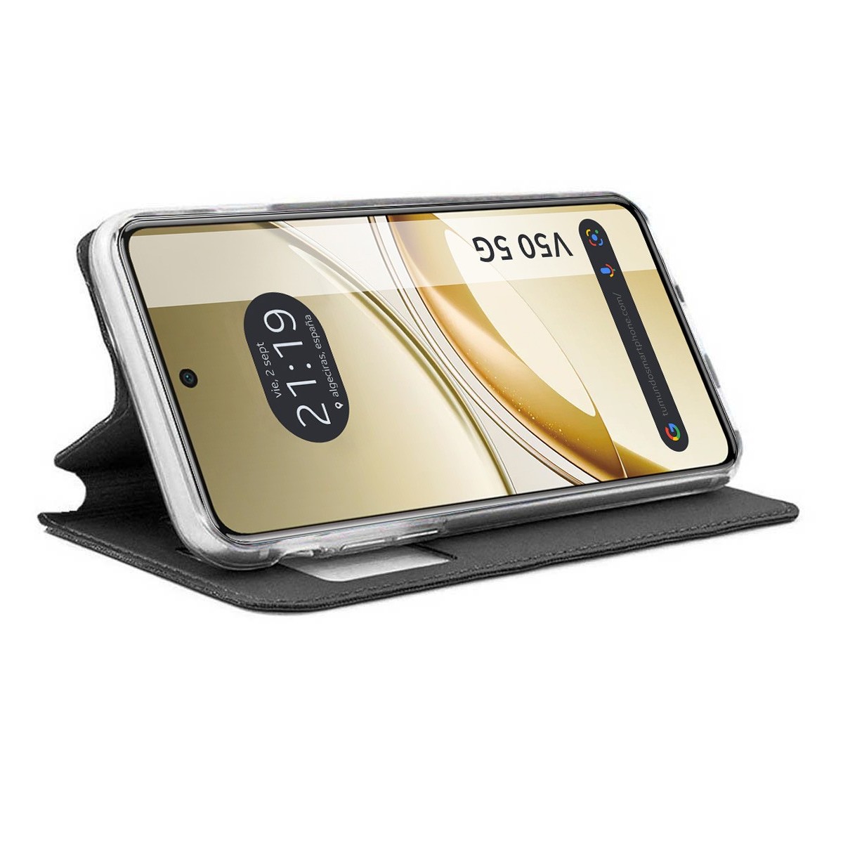 Funda Libro Soporte con Ventana para Vivo V50 5G color Negra