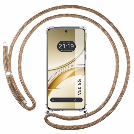 Funda Colgante Transparente para Vivo V50 5G con Cordon Camel