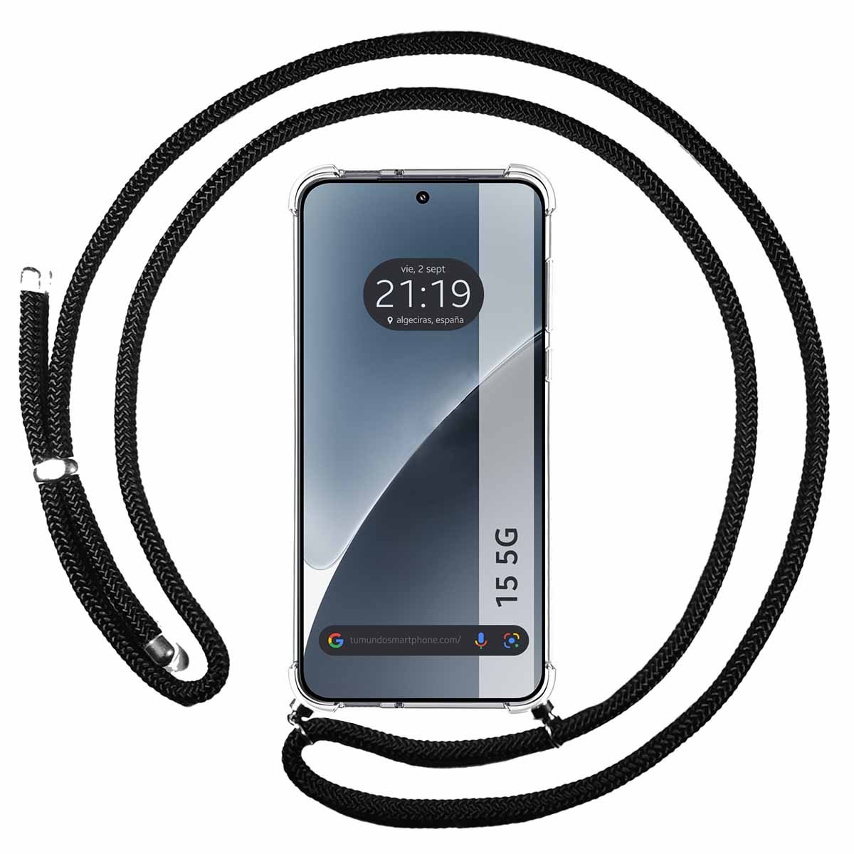 Funda Colgante Transparente para Xiaomi 15 5G con Cordon Negro
