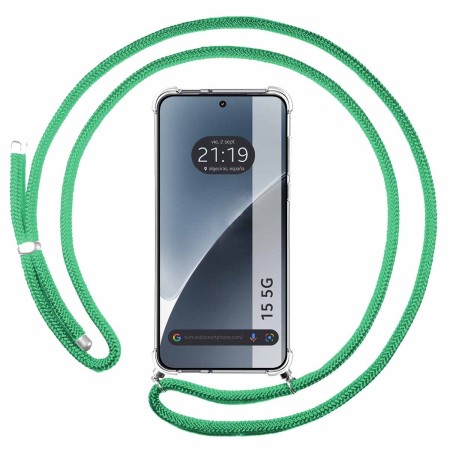 Funda Colgante Transparente para Xiaomi 15 5G con Cordon Verde Agua
