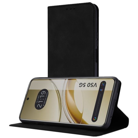 Funda Libro de Polipiel con tarjetero para Vivo V50 5G color Negra